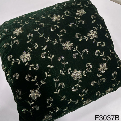 Zari Sequins Embroidered Velvet Fabric-F3037